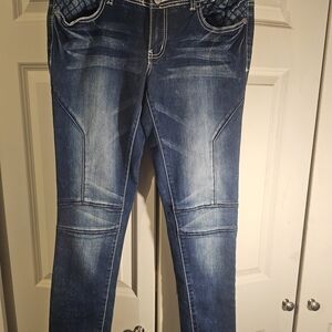 Amethyst Jeans Women’s Blue Skinny Moto-Panel Jeans Amethyst Stretch, Size 11